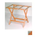 Wooden Mallet Deluxe Straight Leg Luggage Rack in Medium Oak with Tapestry Webbing LR-MOTAP